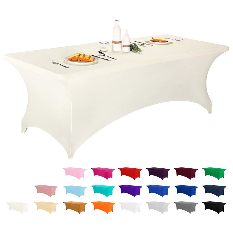 LZY Spandex Fitted Stretch Table Cover for 6 ft or 4ft or 8ft Folding Table, Rectangular Cocktail Tablecloth, Perfect for Party or Banquet - Image 1